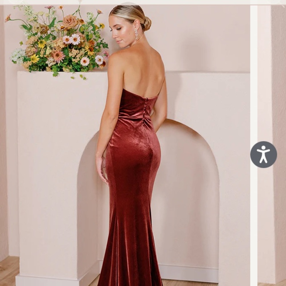 Velvet Strapless Floor Length Dress in Romantic Rose